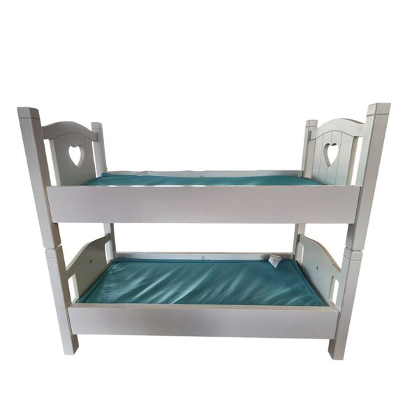 Melissa & Doug Wooden Doll Bunk Bed With Heart Cutout & Turquoise Bedding - Picture 1 of 4